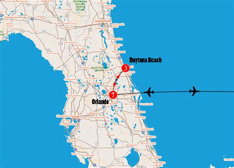 distance between daytona beach and orlando